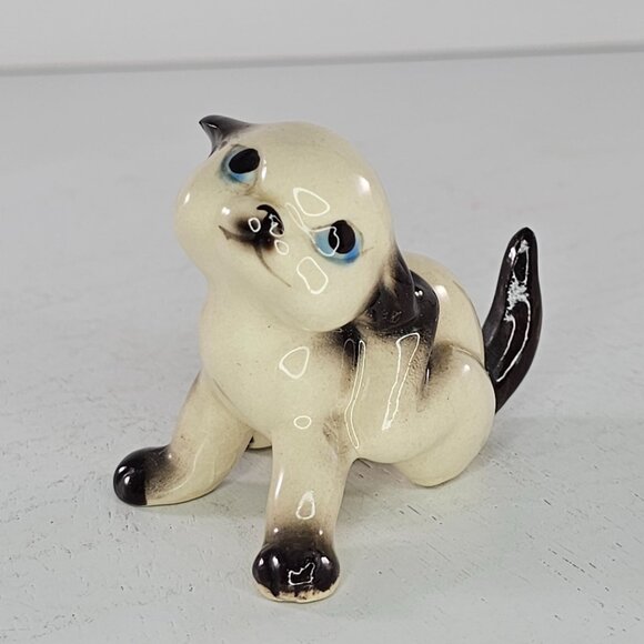 Vintage Ceramic Siamese Kitten Baby Cat Figurine Scratching - Picture 7 of 8